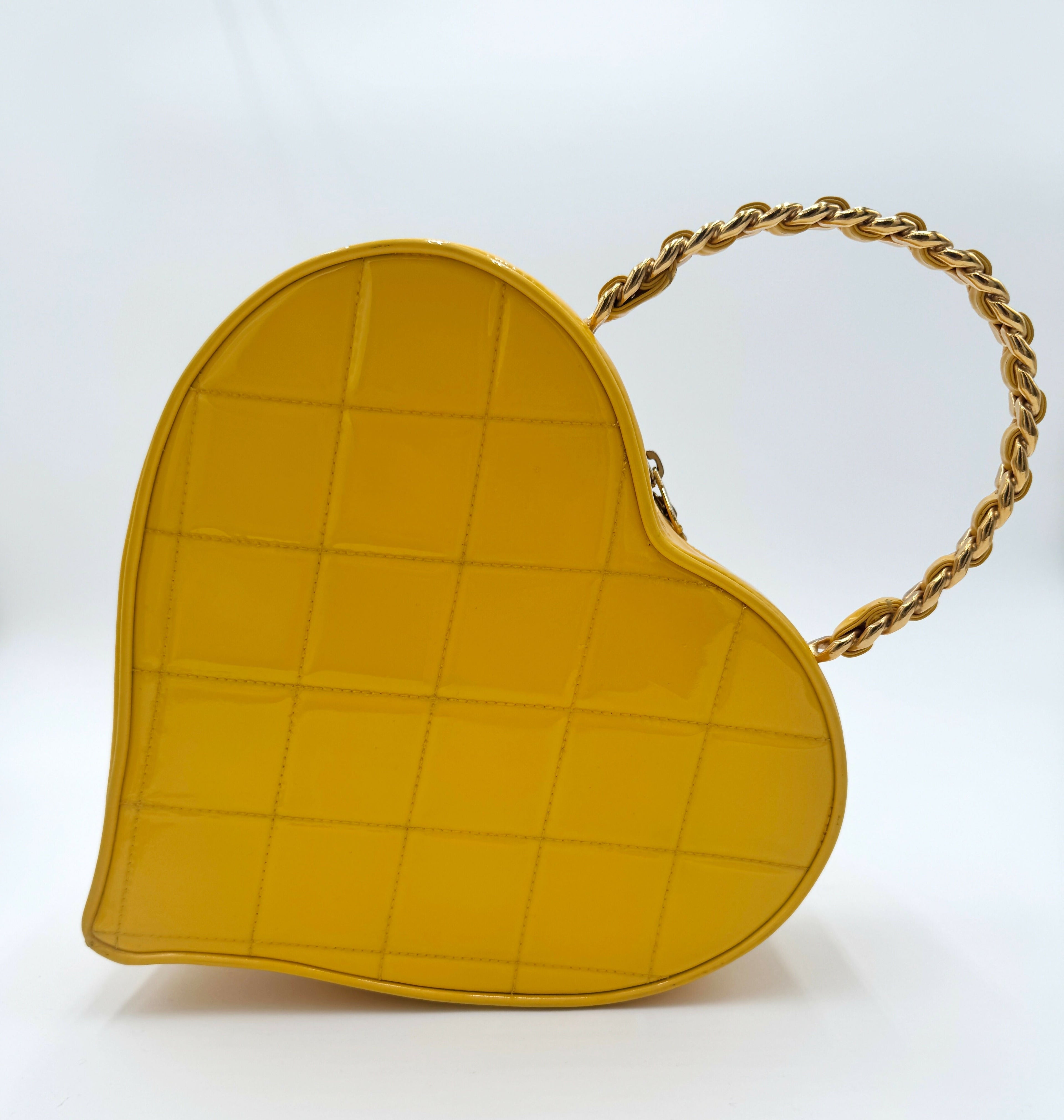 Chanel 1995 Vintage Barbie Yellow Heart Vanity Bag