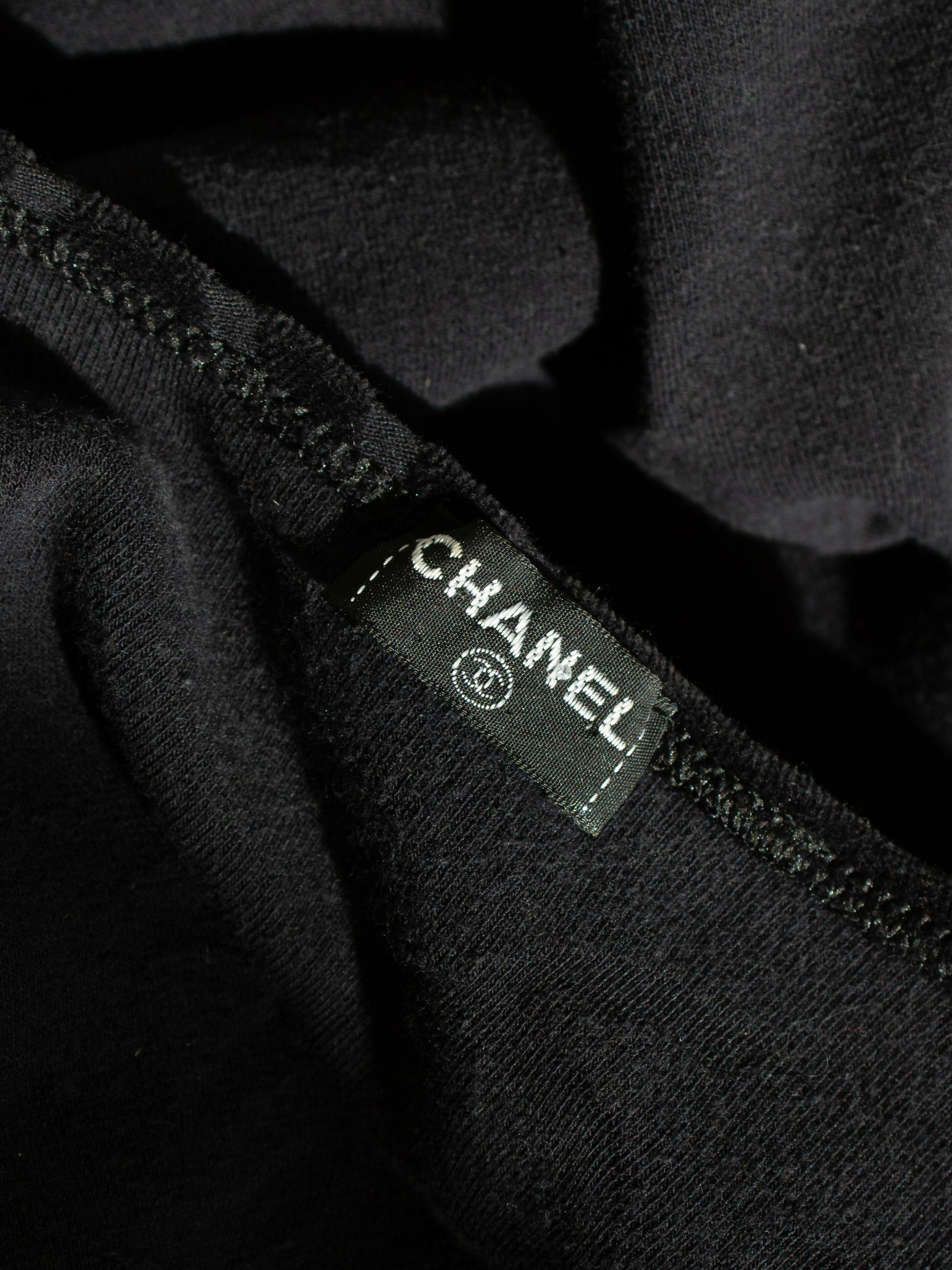 Chanel Vintage S/S1996 Black CC Logo Velour 96P LBD Mini Dress