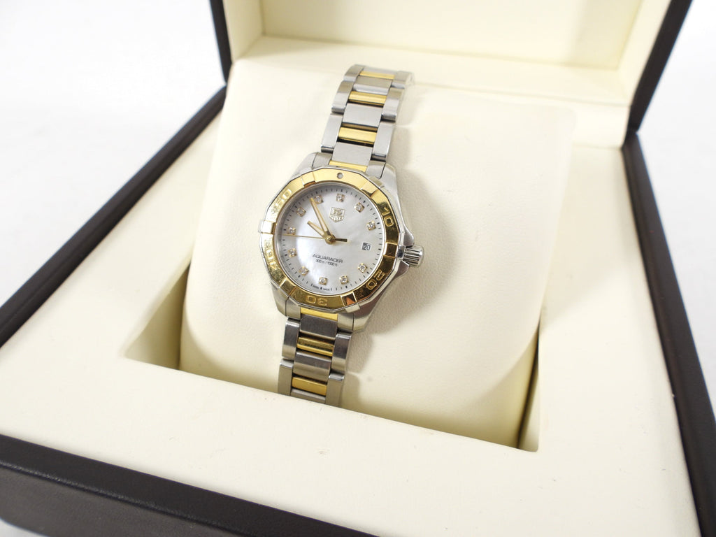 Tag Heuer Ladies Aqua Racer Mother of Pearl Diamond Two Tone Watch