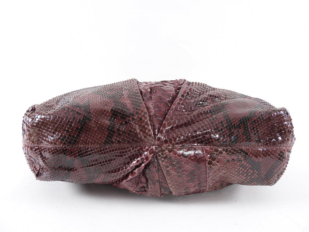 Ellie Tahari Large Dark Purple Python Hobo Bag