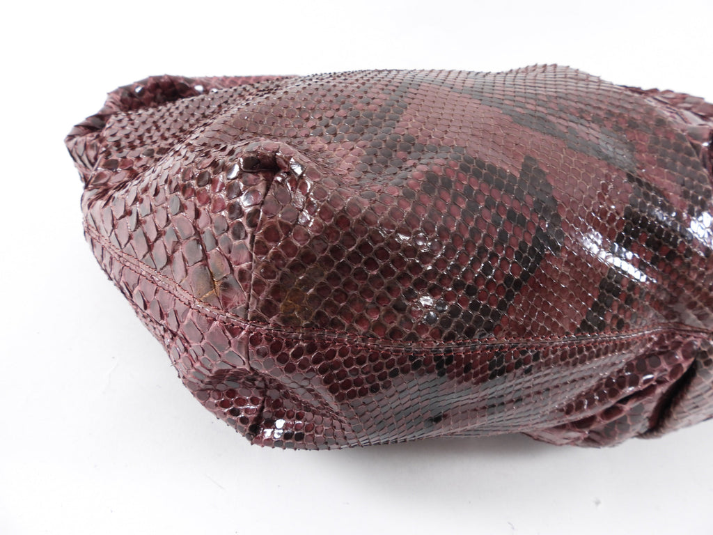 Ellie Tahari Large Dark Purple Python Hobo Bag