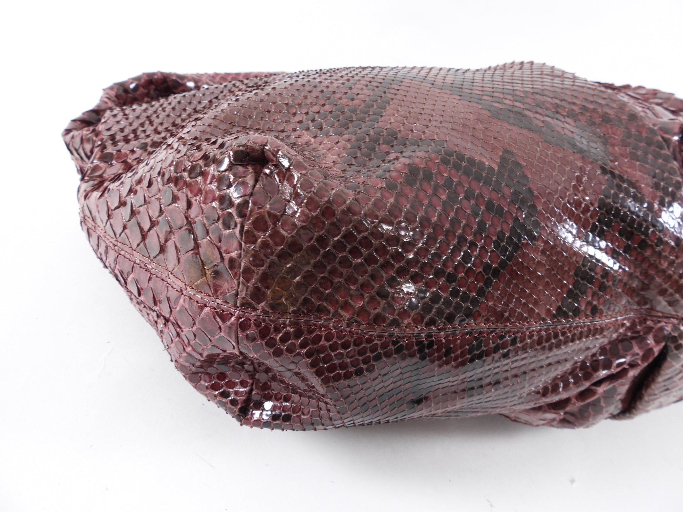 Ellie Tahari Large Dark Purple Python Hobo Bag