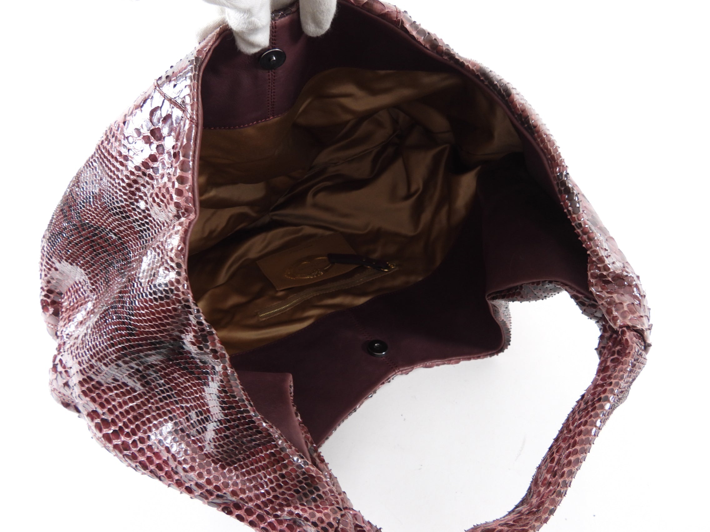 Ellie Tahari Large Dark Purple Python Hobo Bag