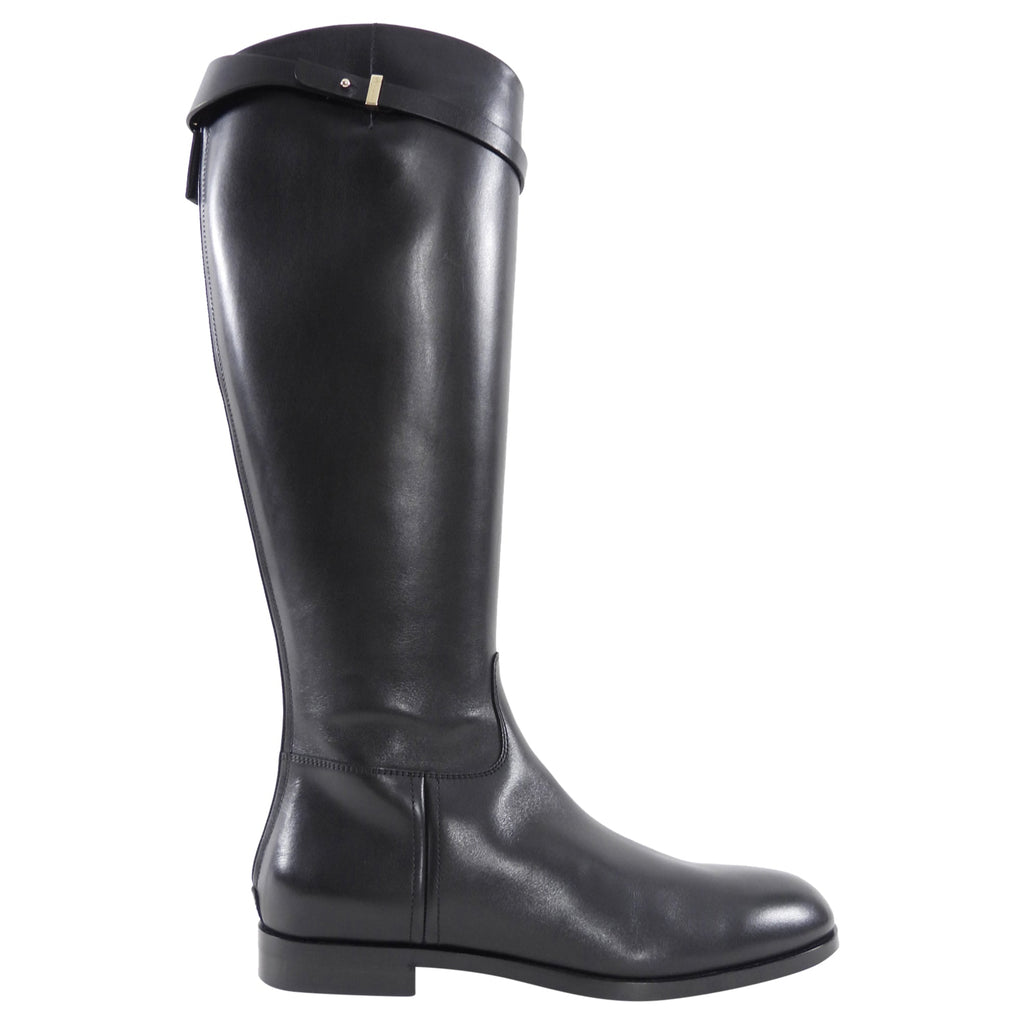 Giorgio Armani Black Smooth Leather Riding Boots - 40
