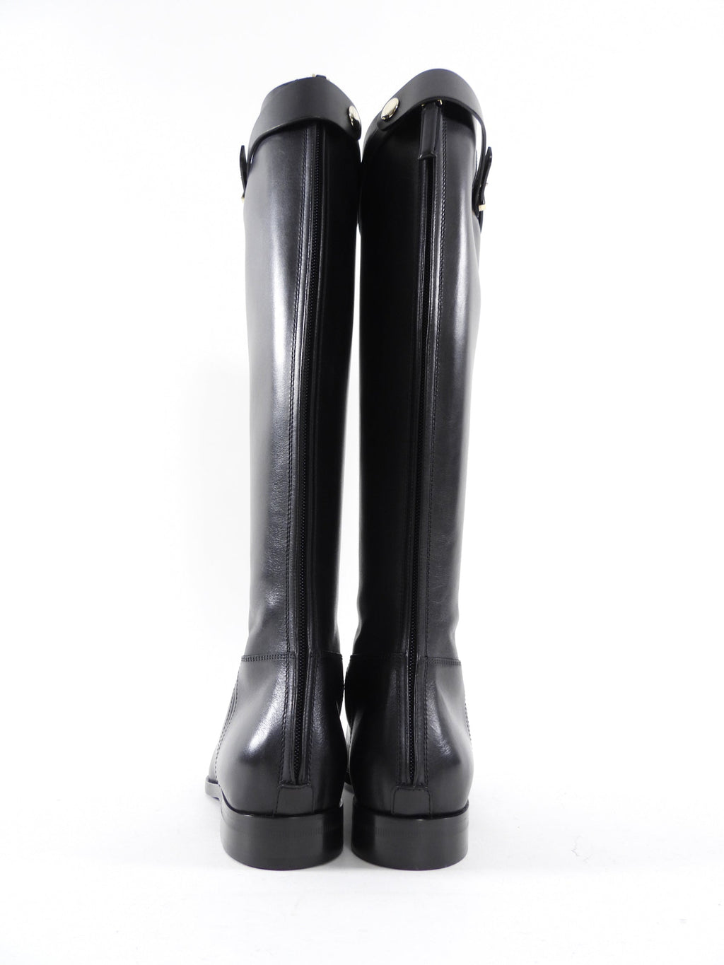 Giorgio Armani Black Smooth Leather Riding Boots - 40