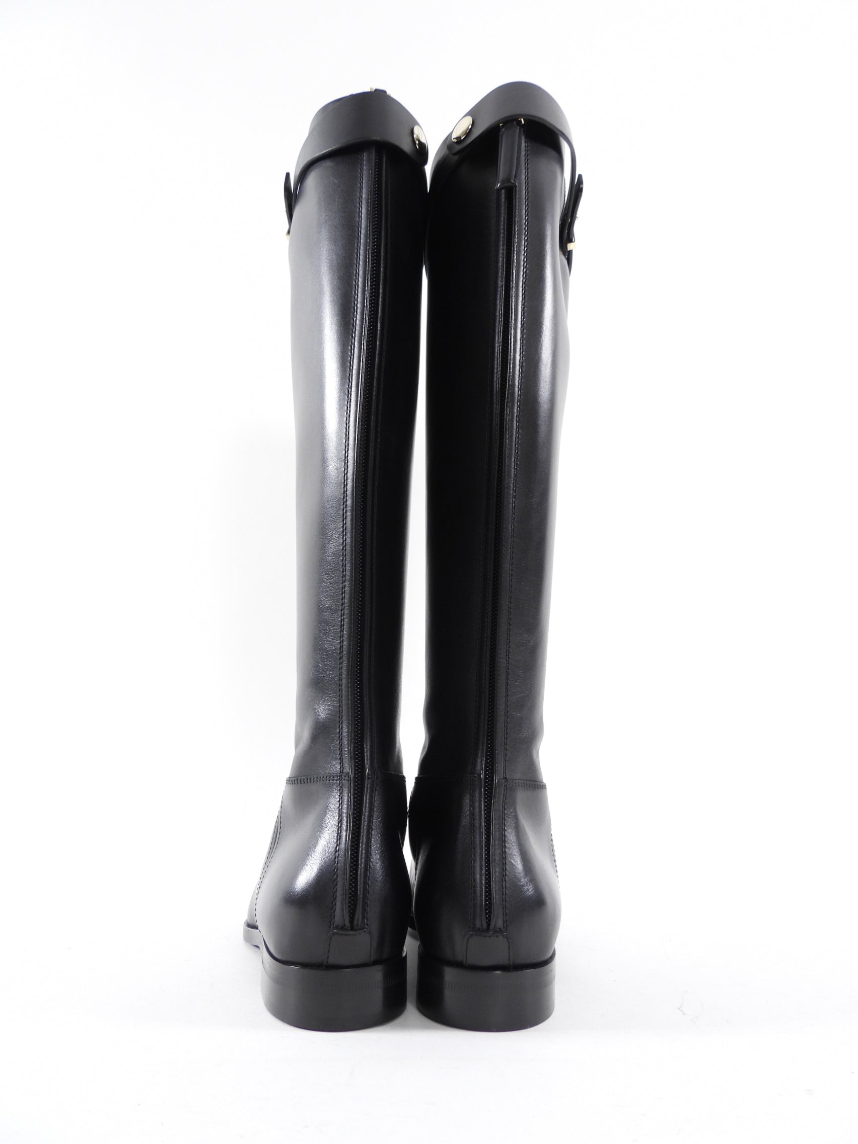 Giorgio Armani Black Smooth Leather Riding Boots - 40