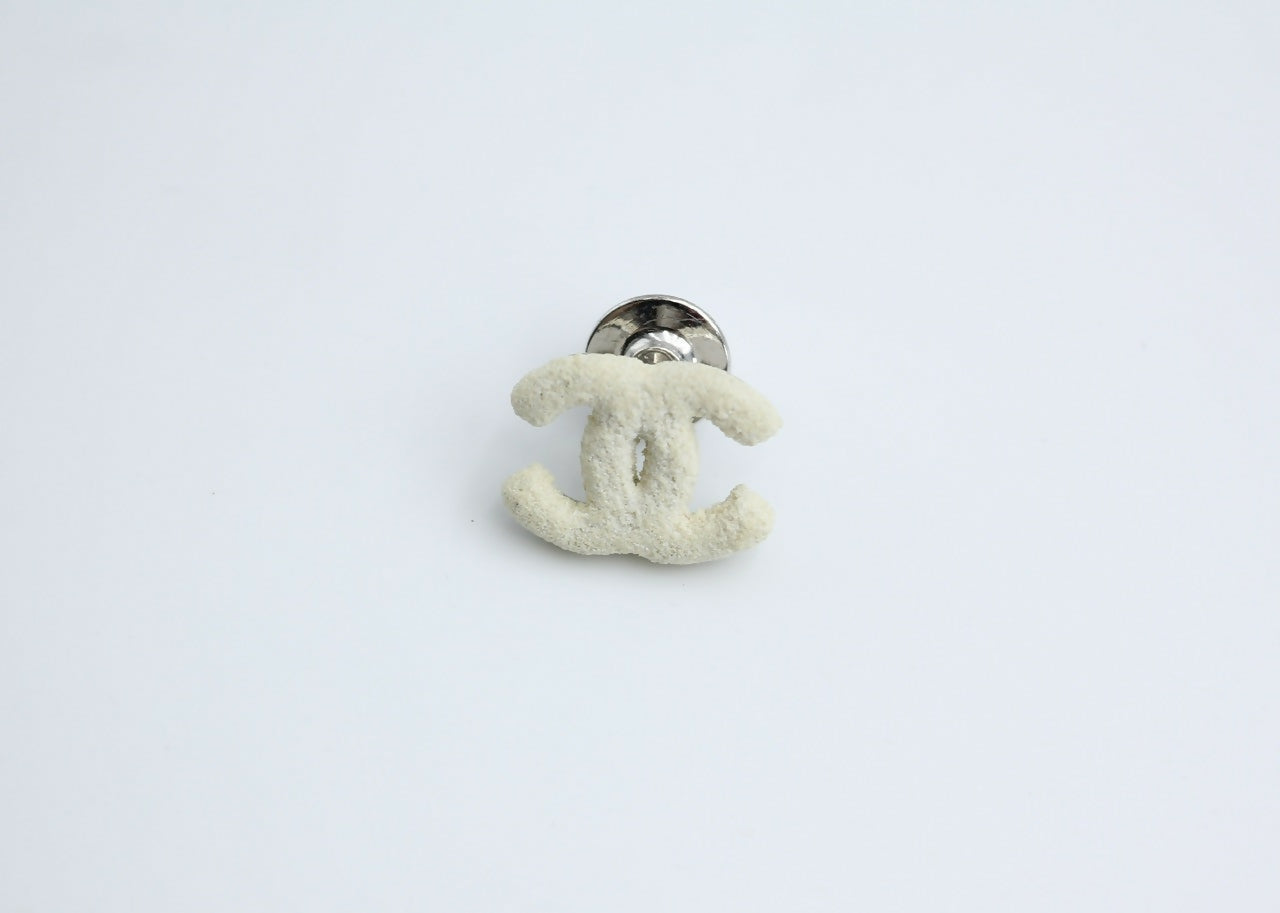 Chanel Vintage 03A Metal White Frosted CC Brooch
