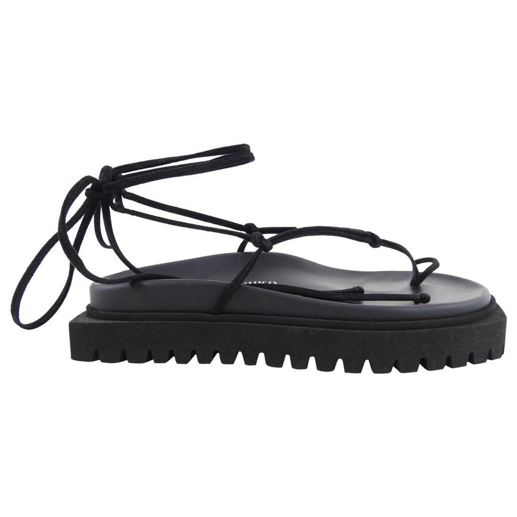 The Attico Black Flatform Lace Up Wrap Sandals - 39 / 9