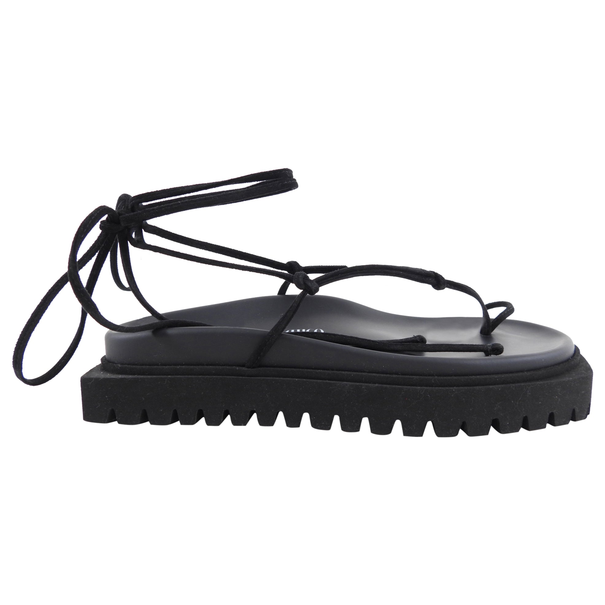 The Attico Black Flatform Lace Up Wrap Sandals - 39 / 9