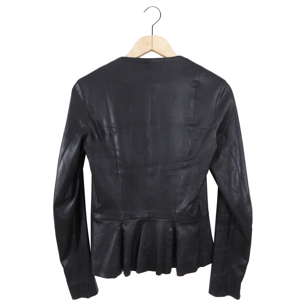 The Row Black Anasta Stretch Lambskin Zip Jacket - USA 6