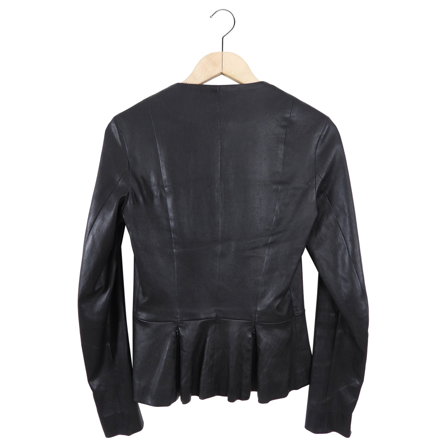 The Row Black Anasta Stretch Lambskin Zip Jacket - USA 6