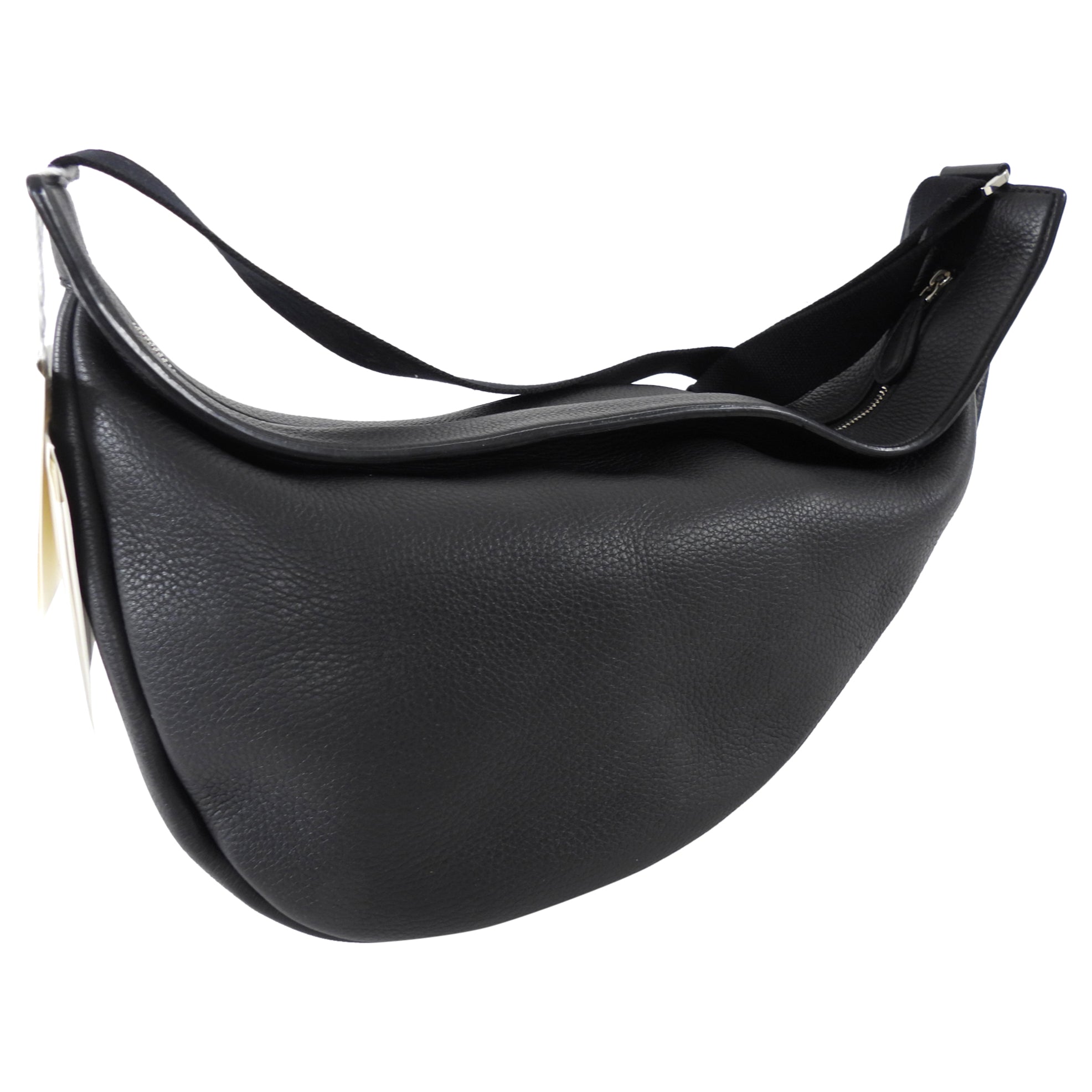 The Row Black Leather Slouchy Banana Bag