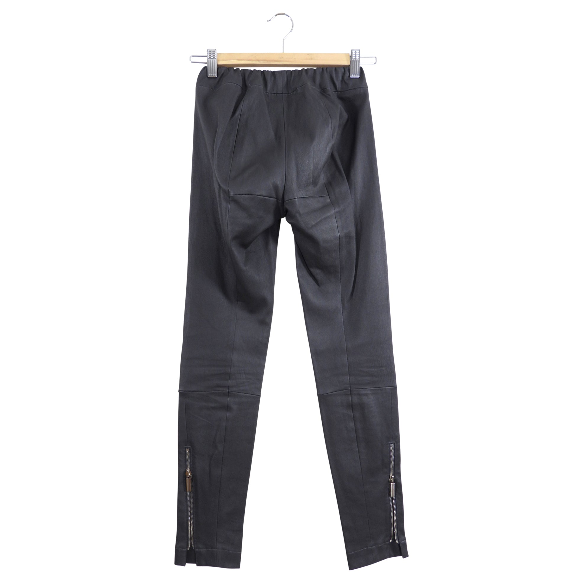 The Row Charcoal Lambskin Stretch Leather Legging - S