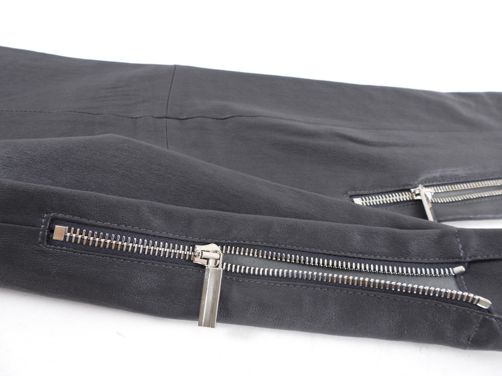 The Row Charcoal Lambskin Stretch Leather Legging - S