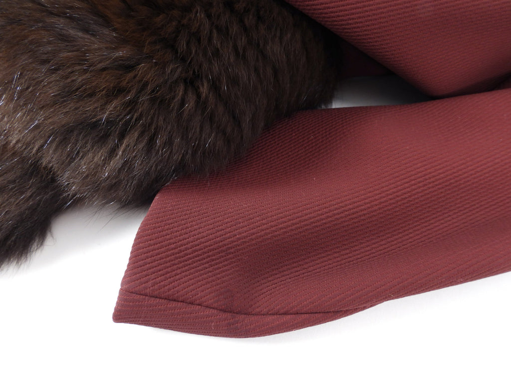 The Row Burgundy Flare Coat with Embellished Hem - 8