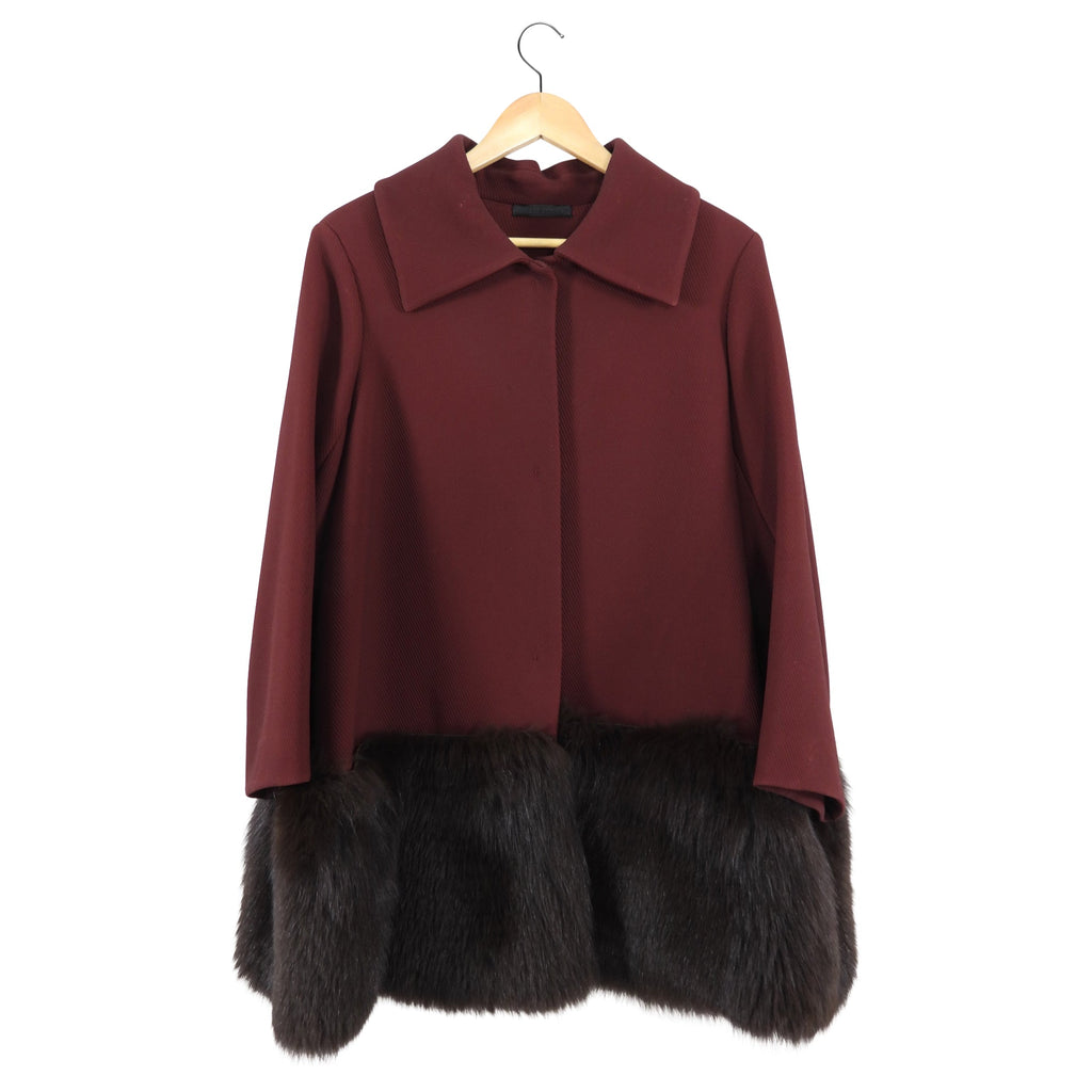 The Row Burgundy Flare Coat with Embellished Hem - 8