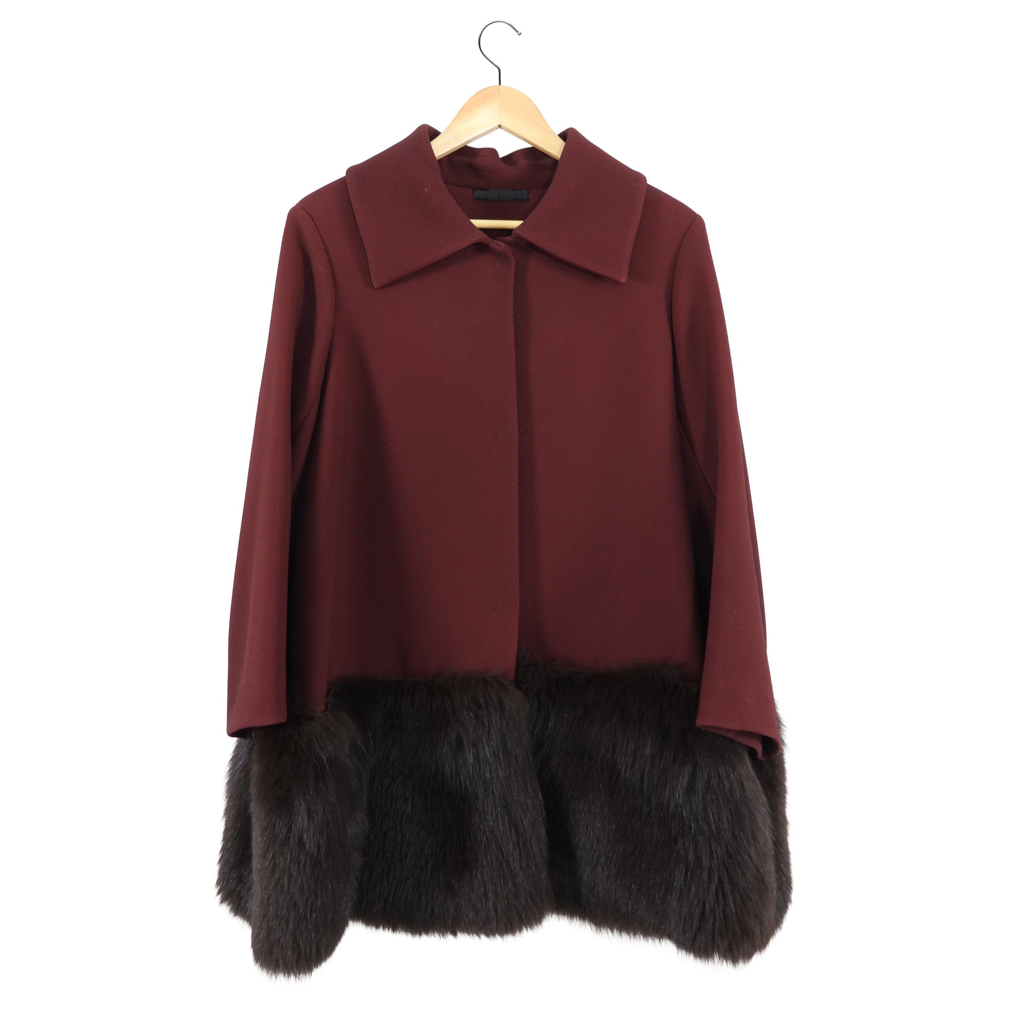 The Row Burgundy Flare Coat with Embellished Hem - 8