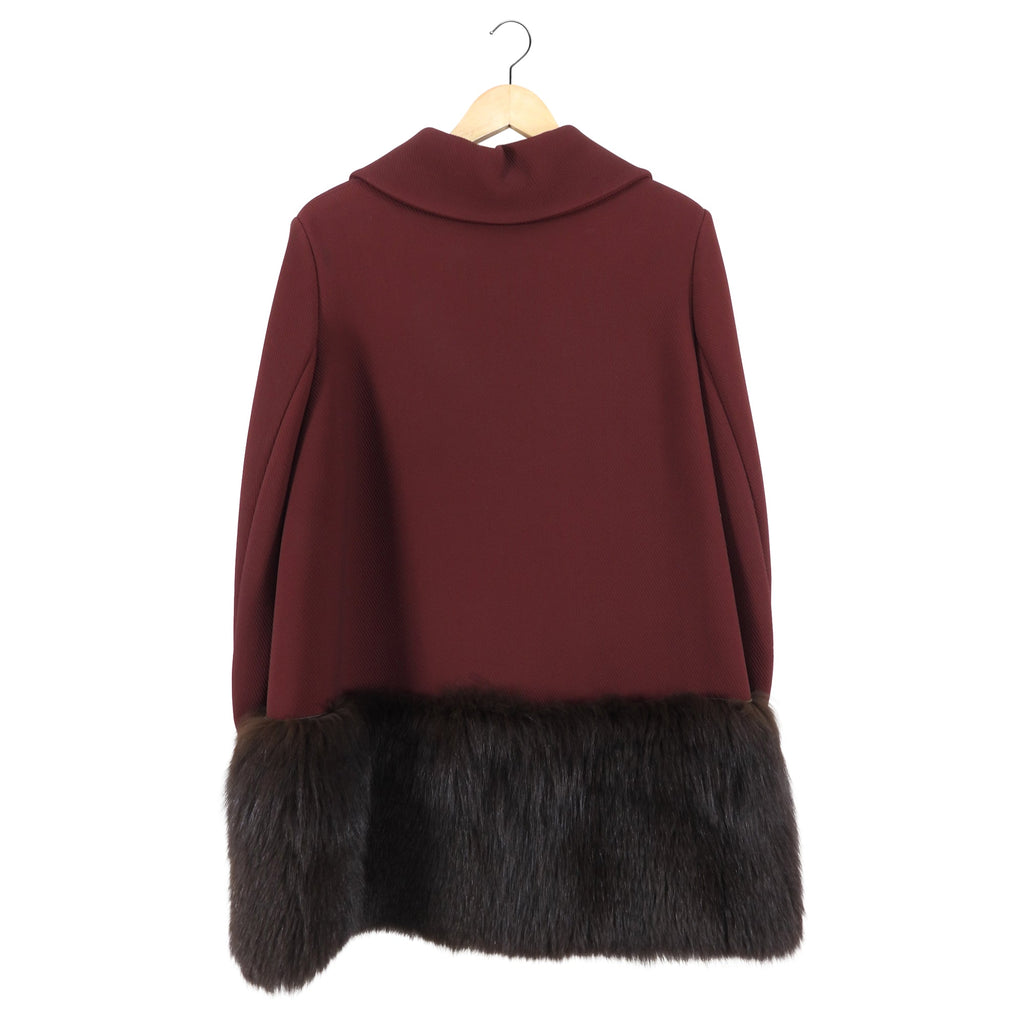 The Row Burgundy Flare Coat with Embellished Hem - 8