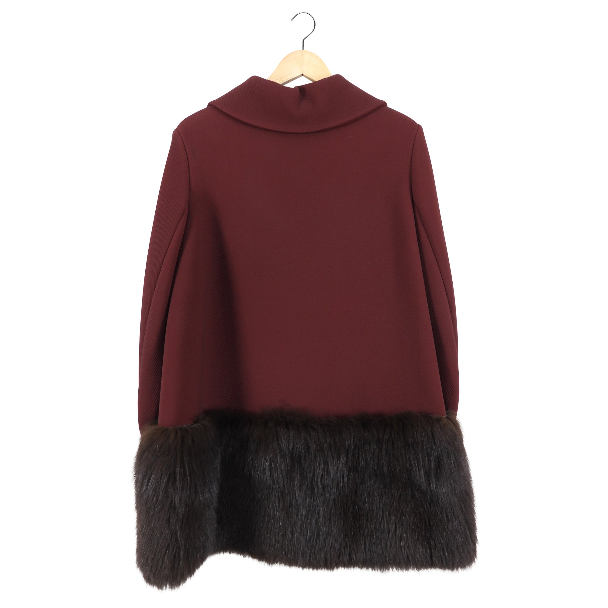 The Row Burgundy Flare Coat with Embellished Hem - 8