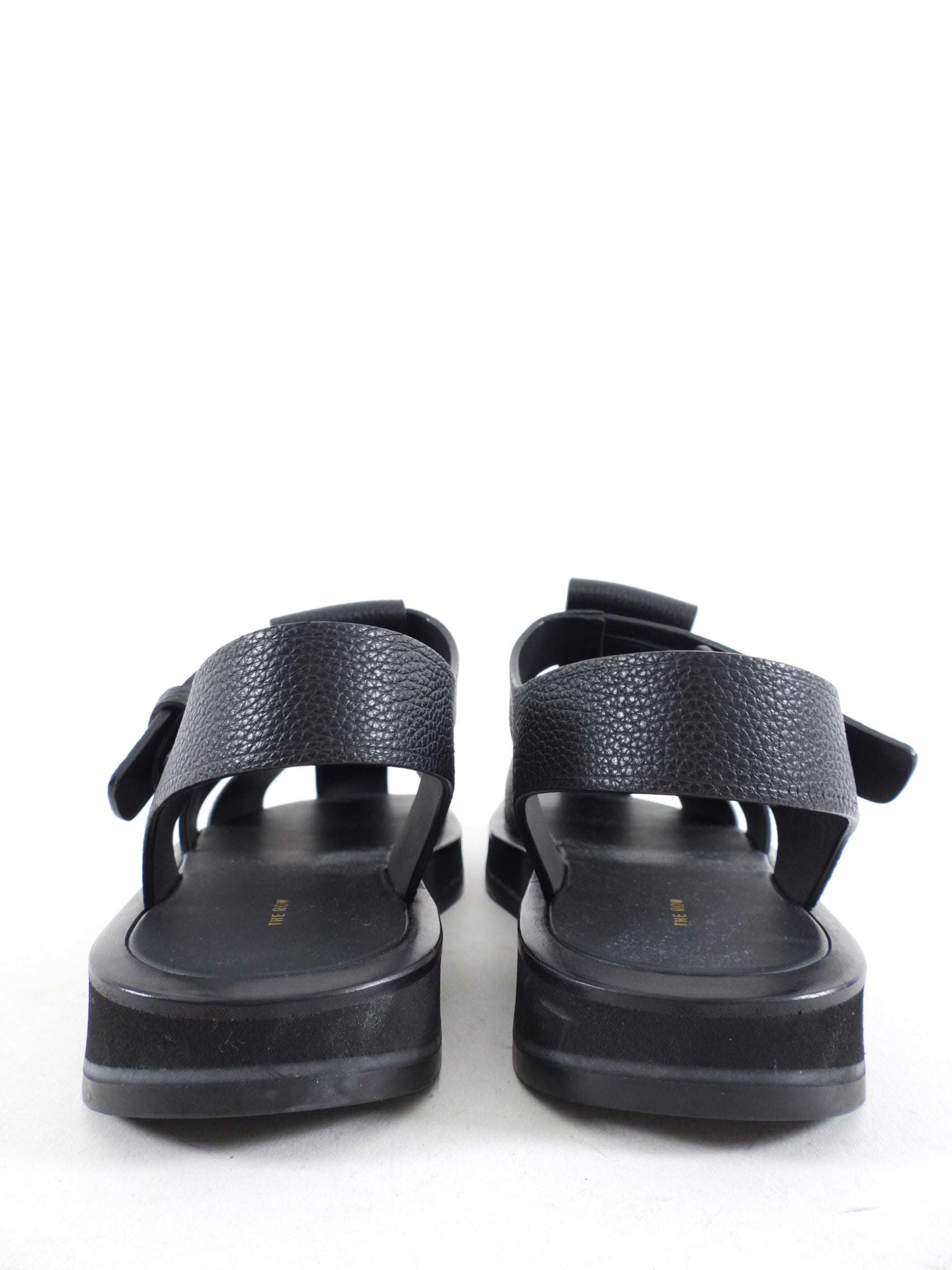 The Row Black Leather The Fisherman Sandals - 37.5