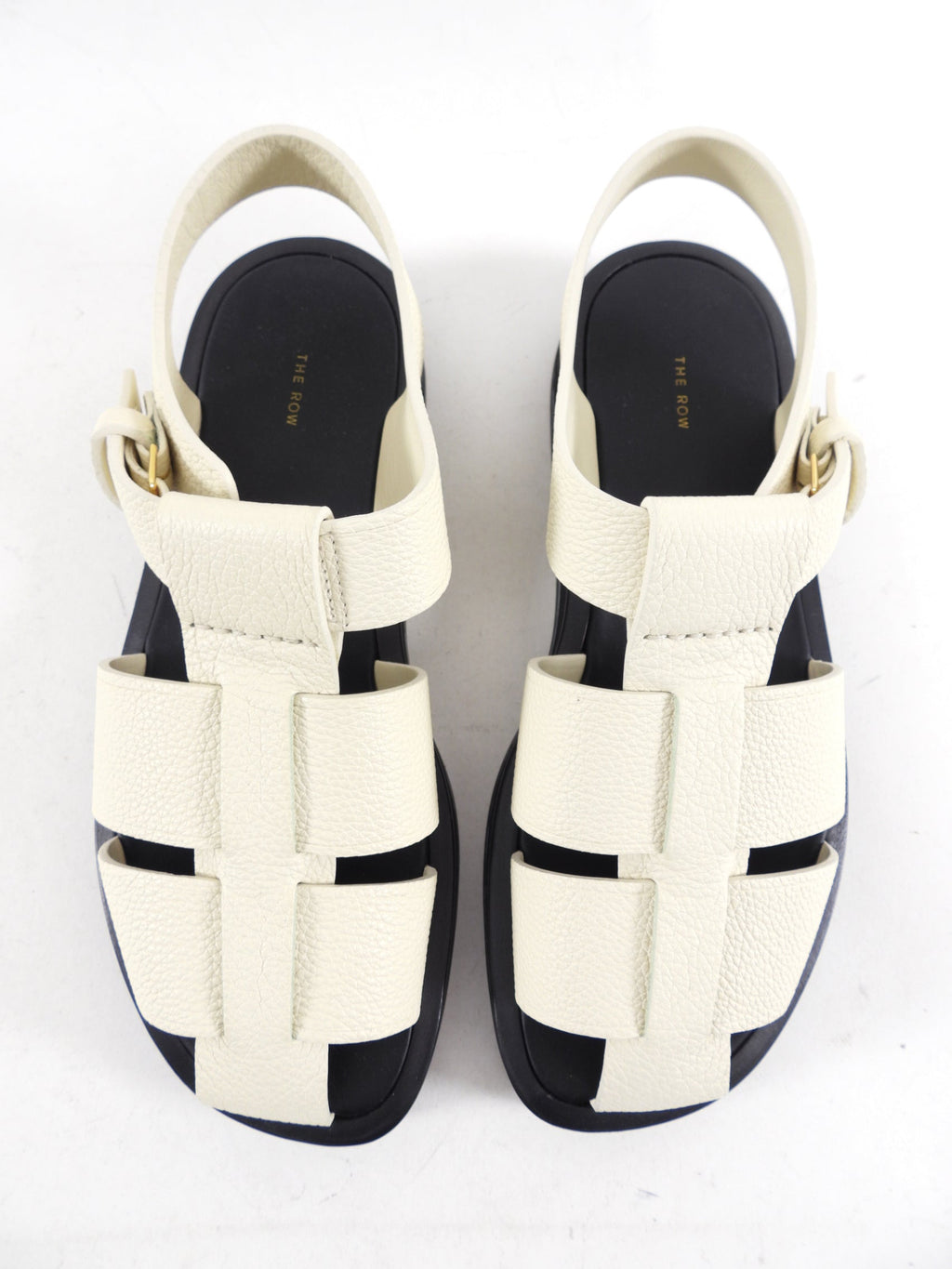 The Row Ivory Leather The Fisherman Sandals - 38