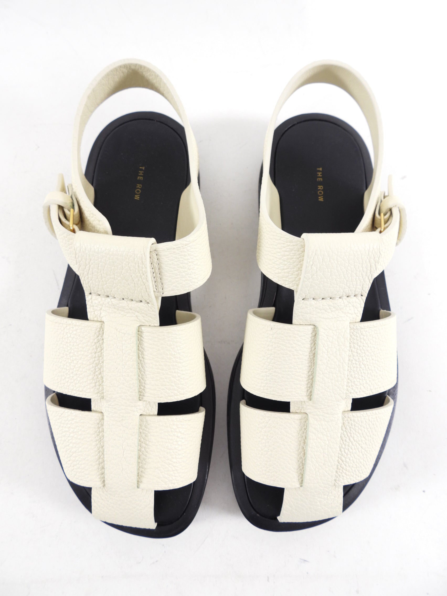 The Row Ivory Leather The Fisherman Sandals - 38