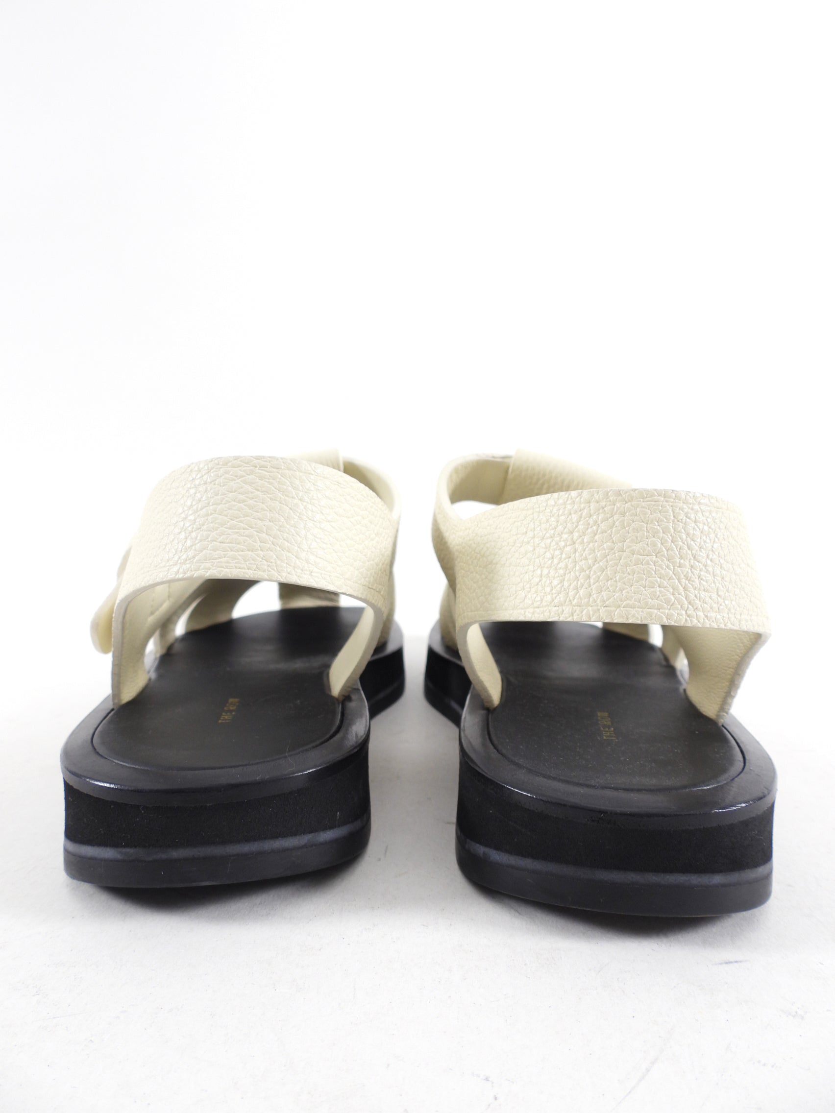 The Row Ivory Leather The Fisherman Sandals - 38