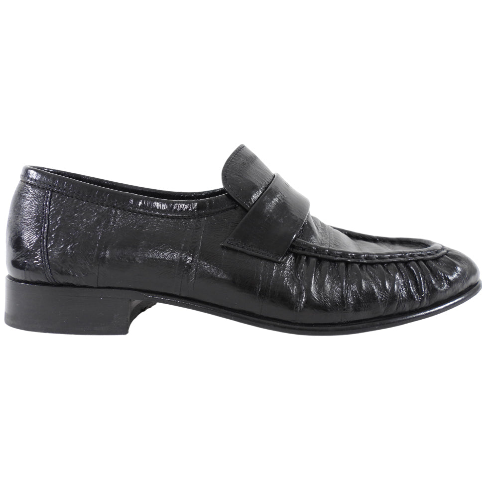 The Row Black Soft Loafer in Eel- 36.5