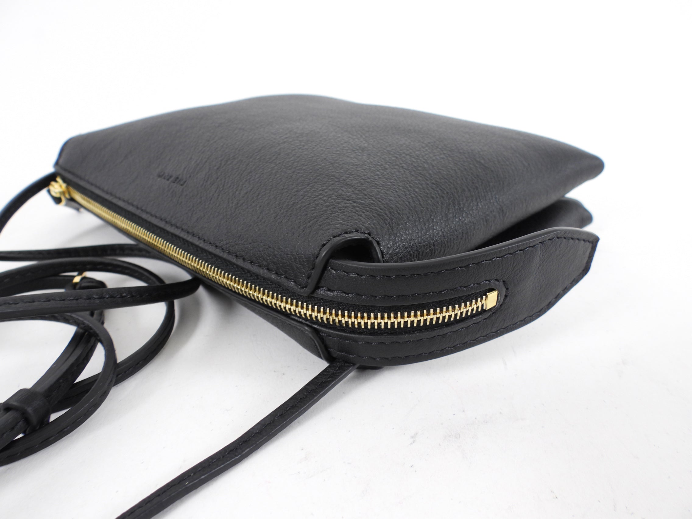 The Row Black Leather Nu Mini Twin Crossbody Zip Bag