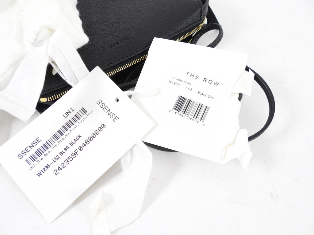 The Row Black Leather Nu Mini Twin Crossbody Zip Bag