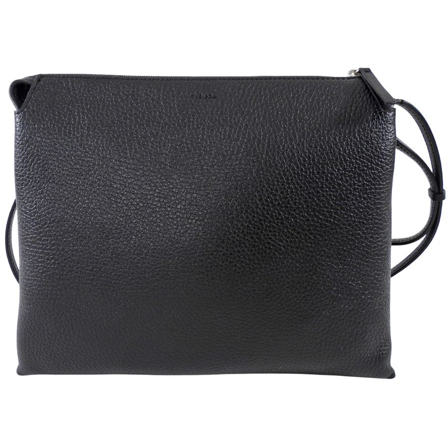 The Row Black Grained Leather Nu Twin Crossbody Bag