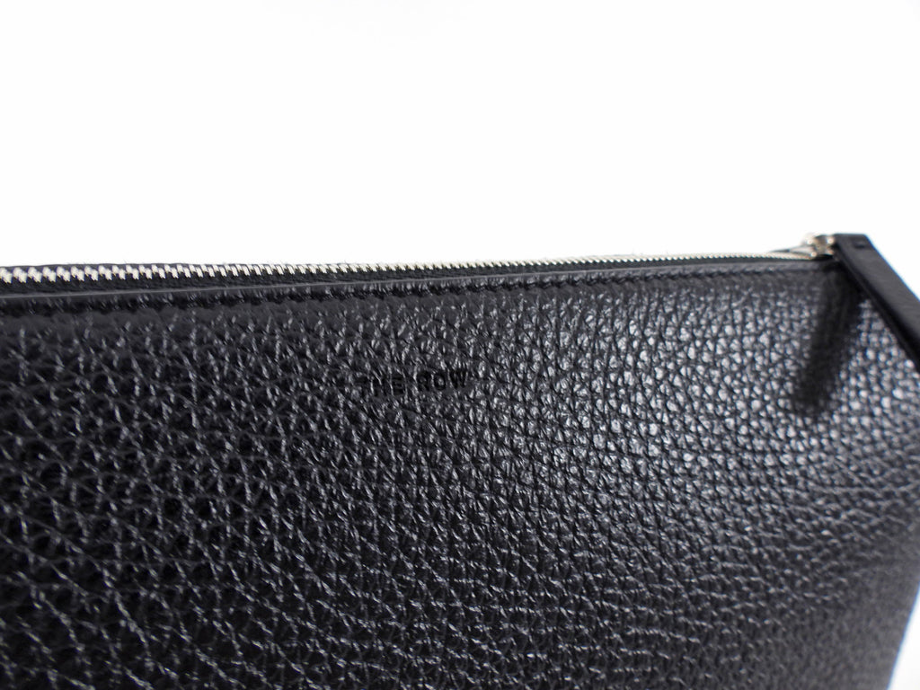 The Row Black Grained Leather Nu Twin Crossbody Bag