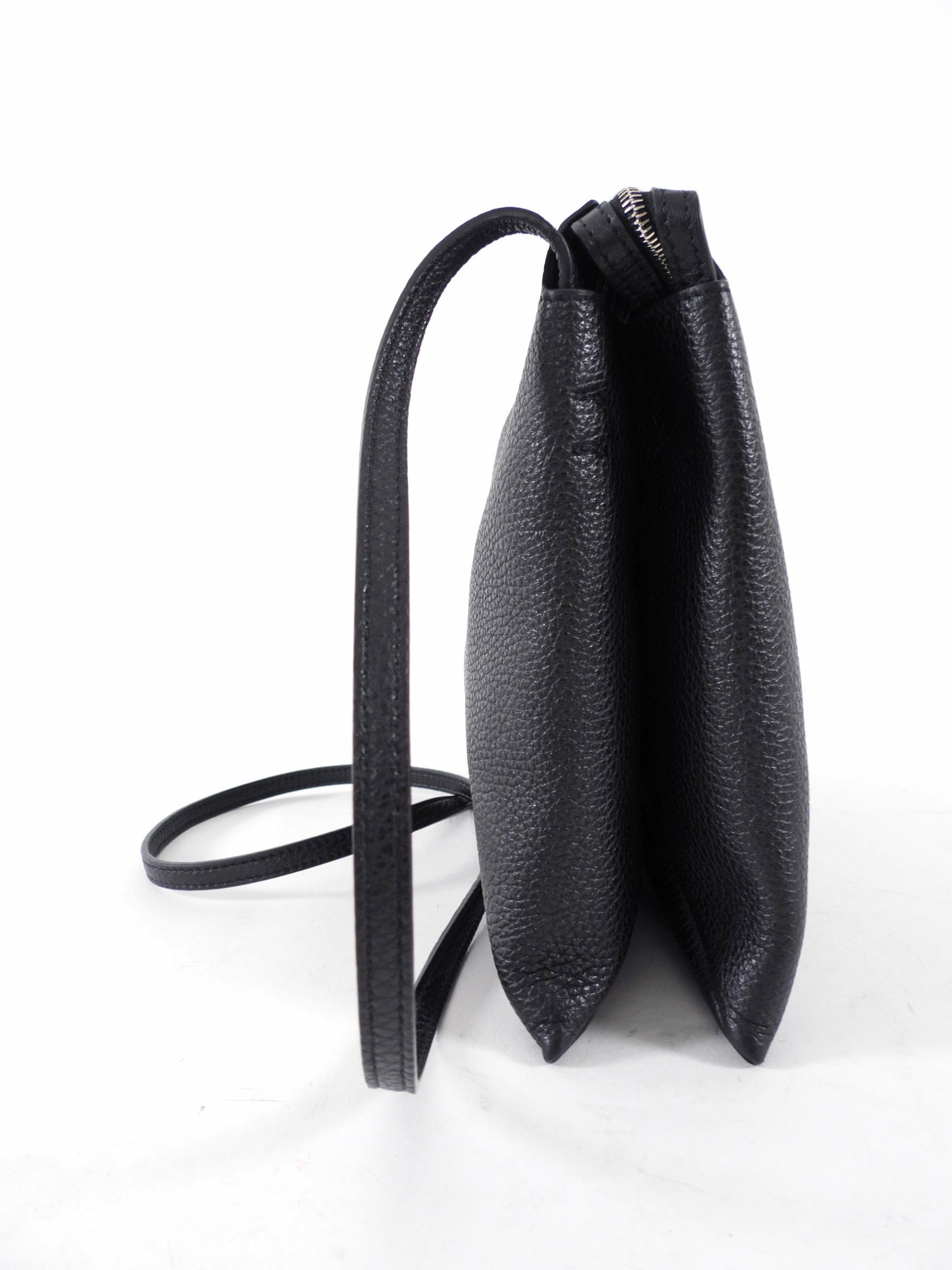 The Row Black Grained Leather Nu Twin Crossbody Bag