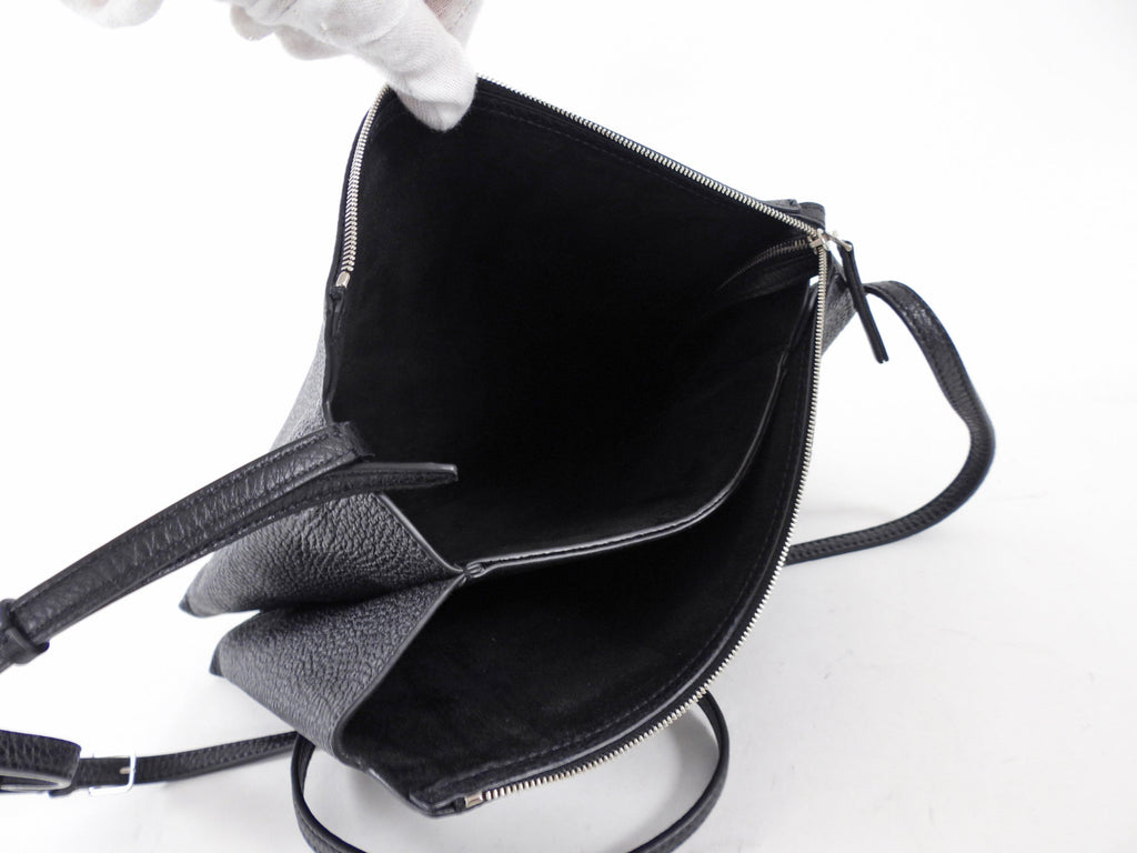 The Row Black Grained Leather Nu Twin Crossbody Bag