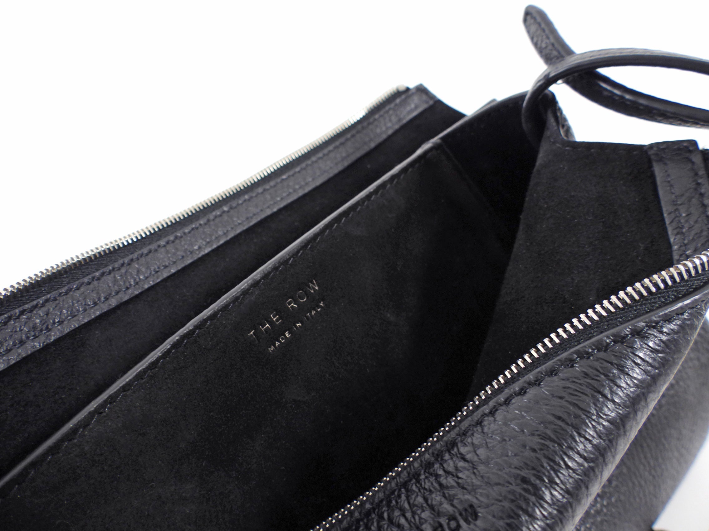The Row Black Grained Leather Nu Twin Crossbody Bag