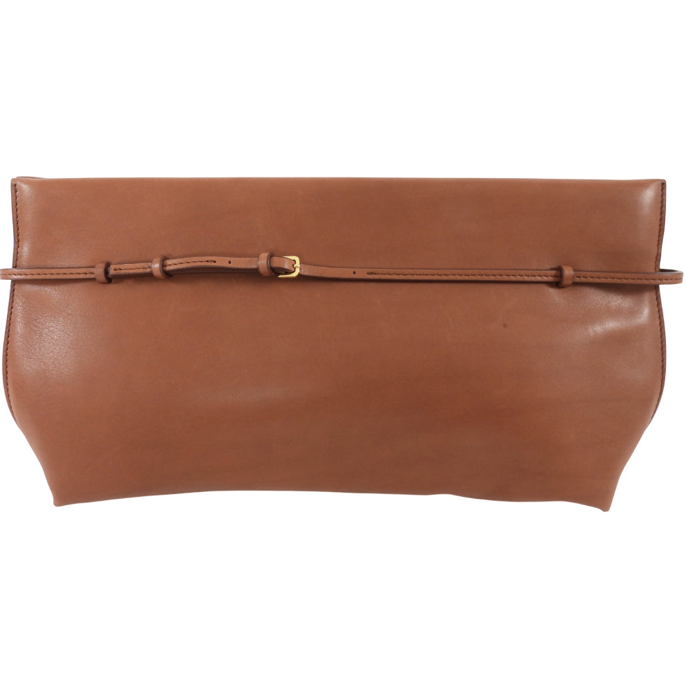 The Row Brown Soft Calfskin Sienna Clutch Bag