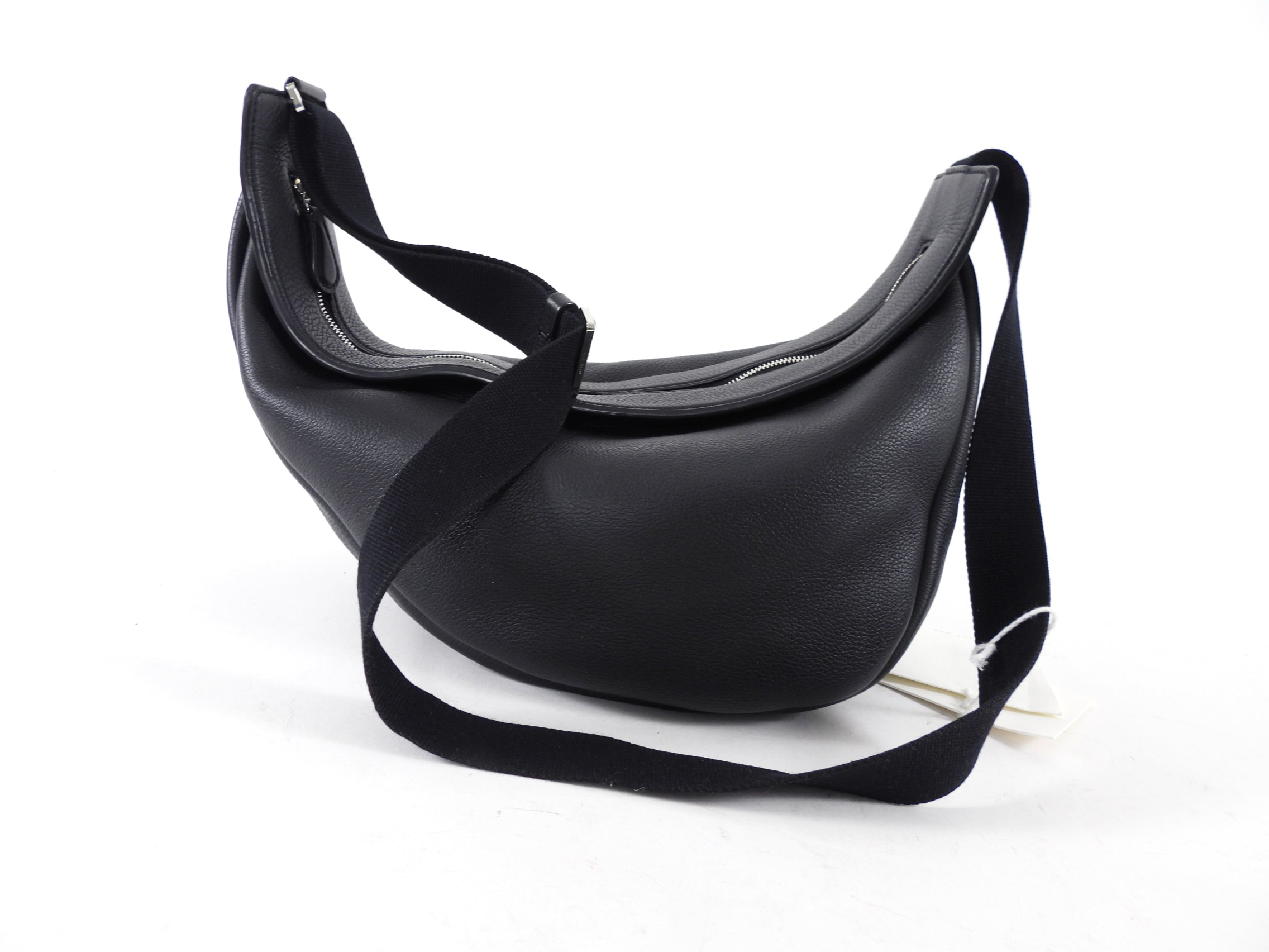The Row Black Leather Slouchy Banana Bag