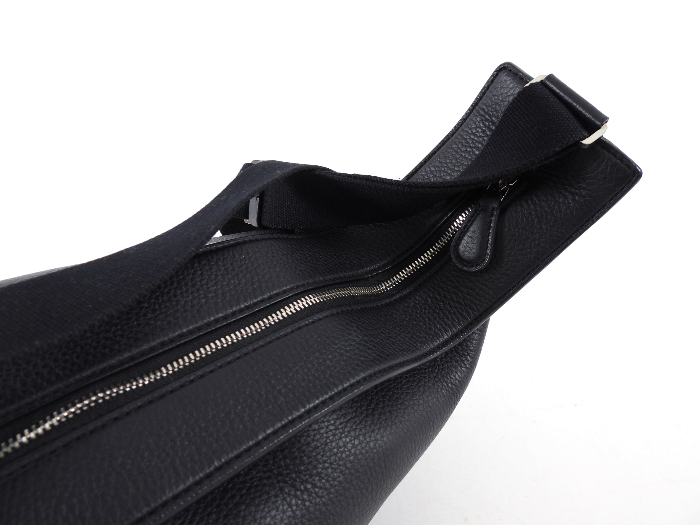 The Row Black Leather Slouchy Banana Bag
