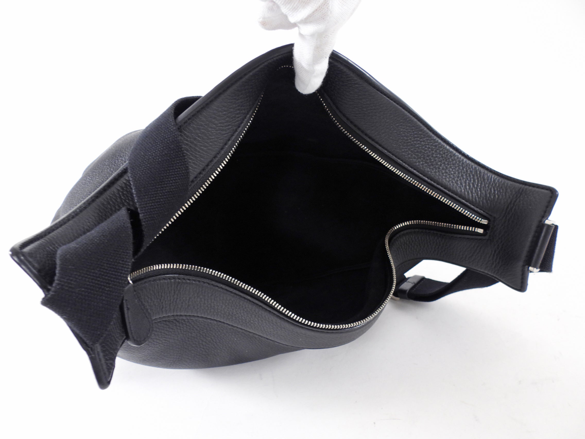 The Row Black Leather Slouchy Banana Bag
