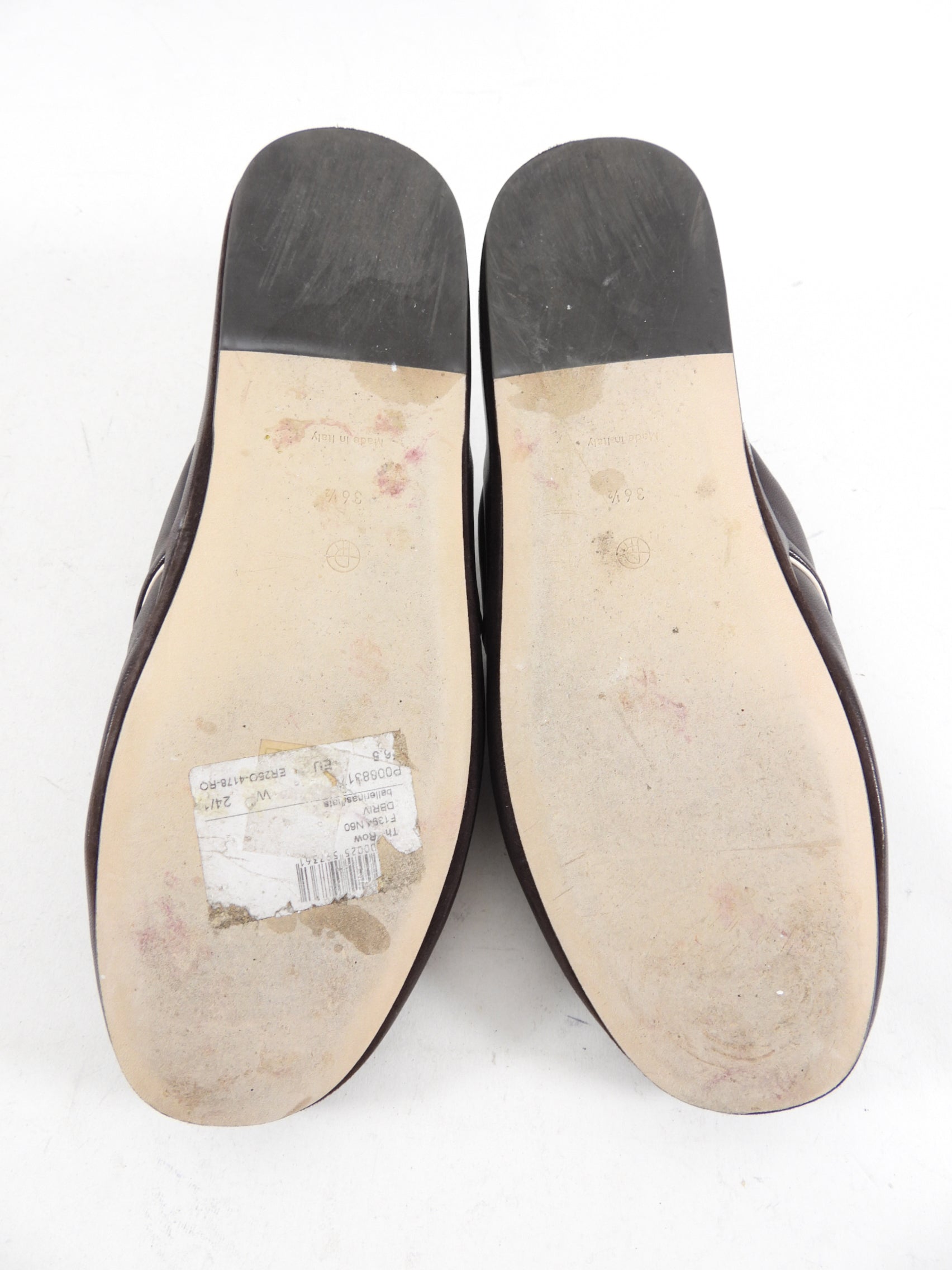 The Row Dark Brown Beck Leather Mules / Slippers - 36.5