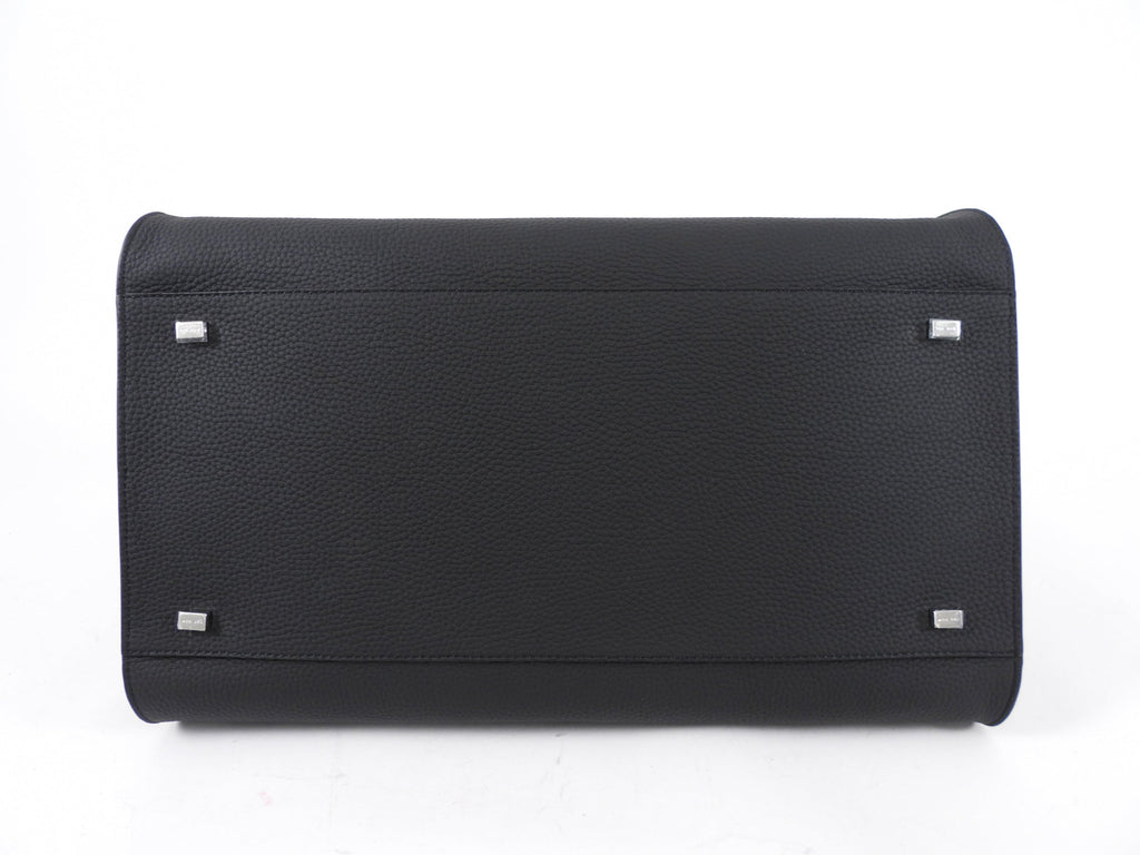 The Row Black Matte Grained Leather Soft Margaux 15 Tote Bag