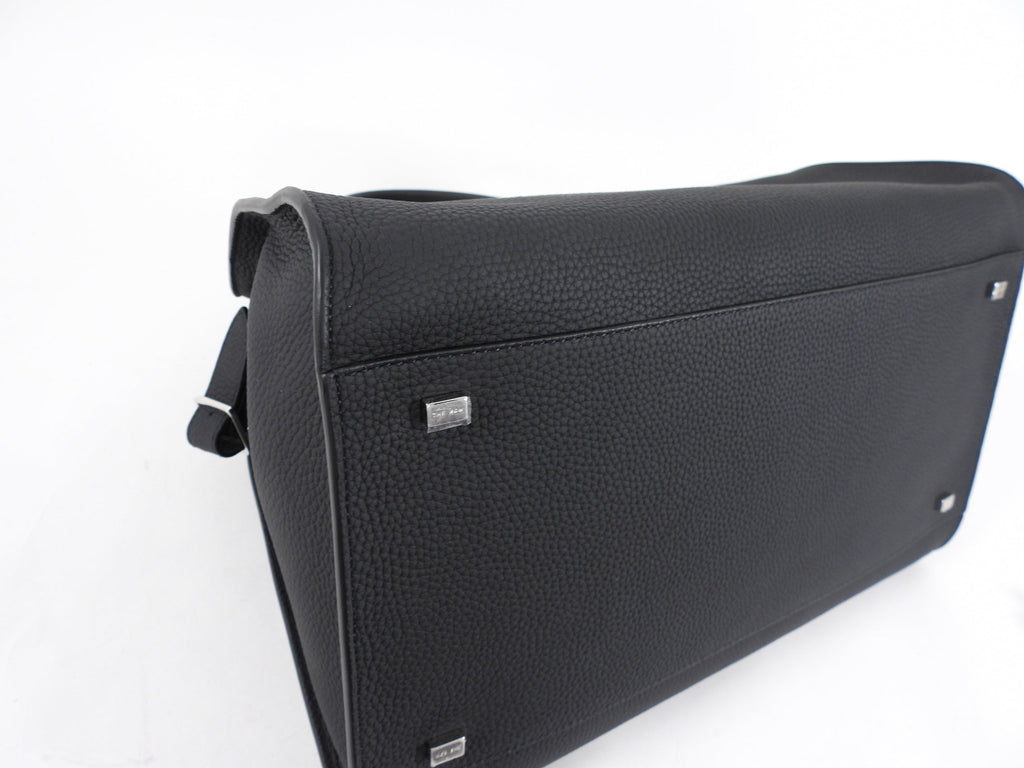 The Row Black Matte Grained Leather Soft Margaux 15 Tote Bag