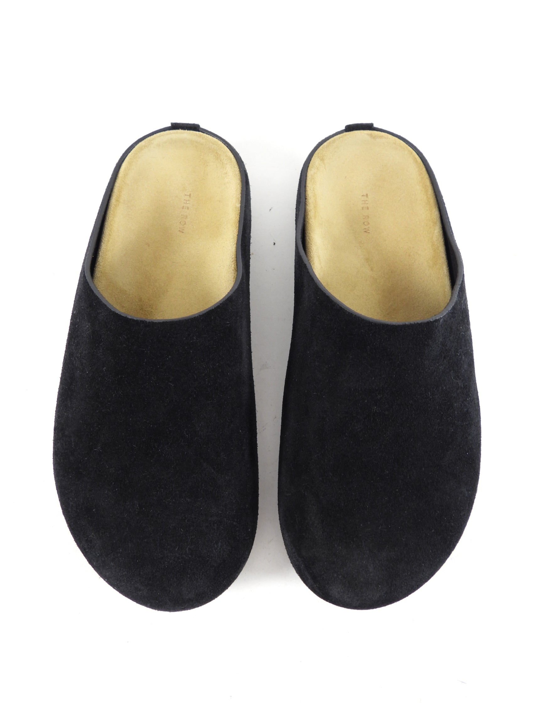 The Row Black Suede Hugo Slides - 36.5