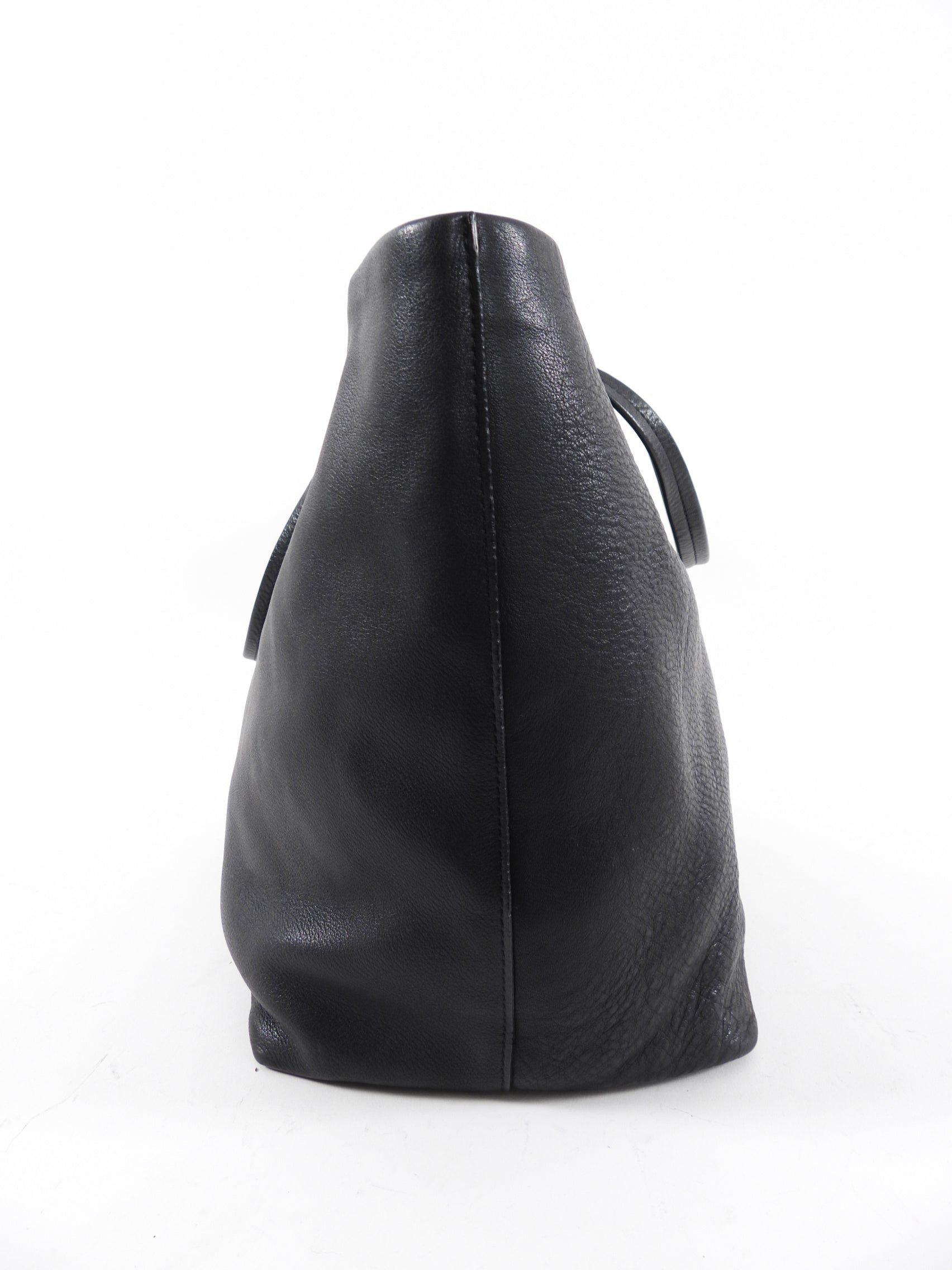 The Row Black Leather Park Three Tote Bag
