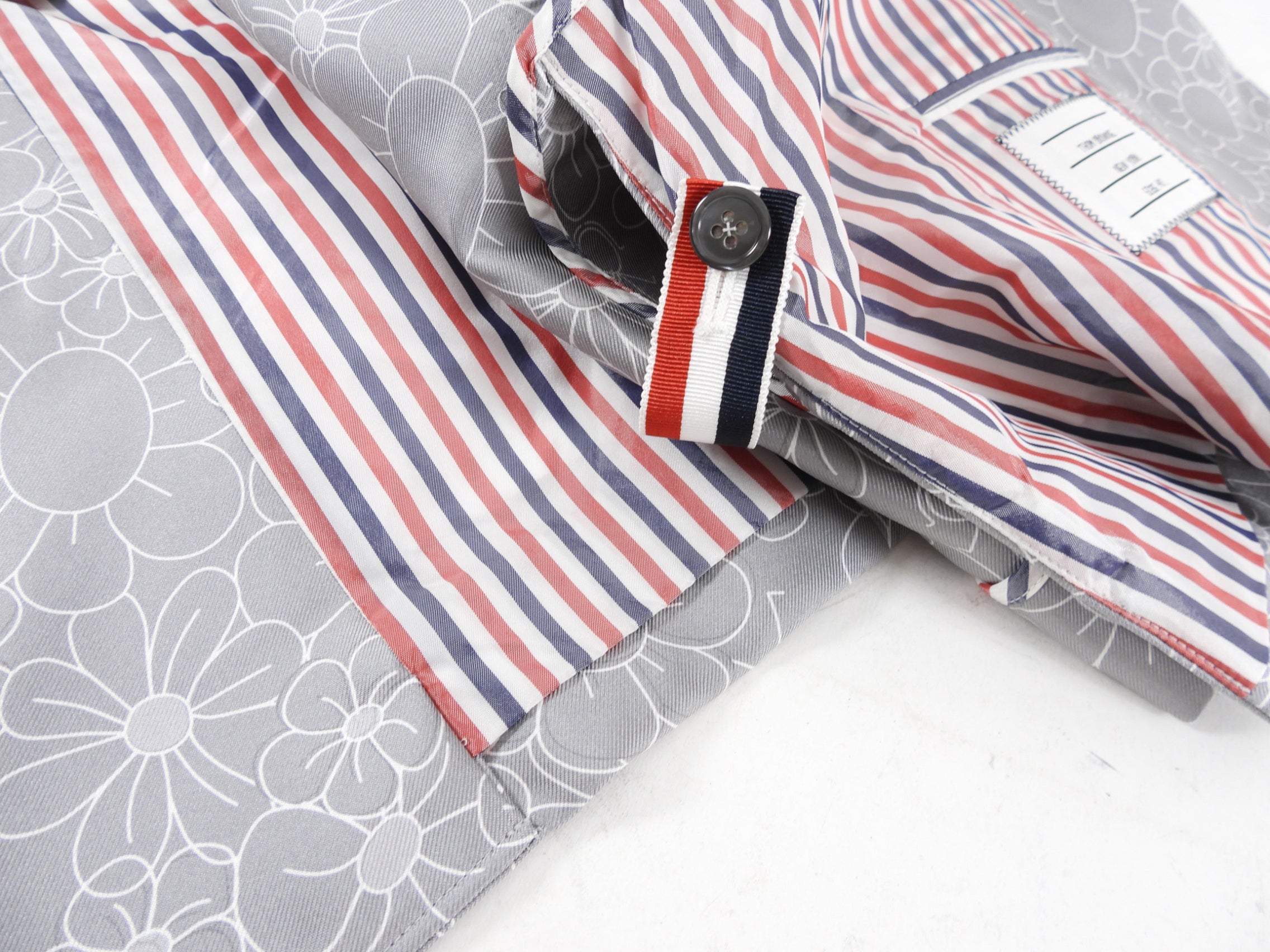 Thom Browne Grey Silk Floral Pattern Blazer Jacket - 40 / 4