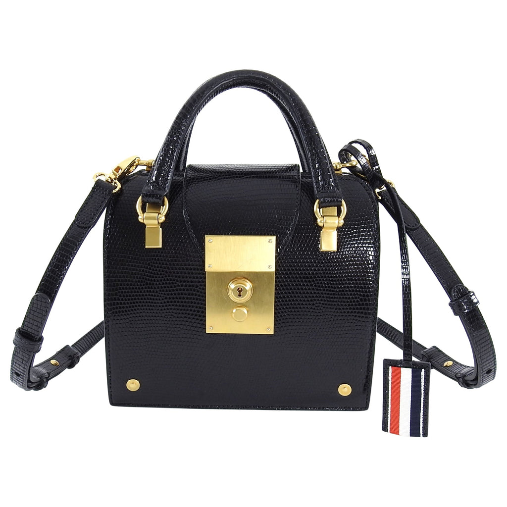 Thom Browne Black Lizard Mini Mrs. Thom Jr. Bag