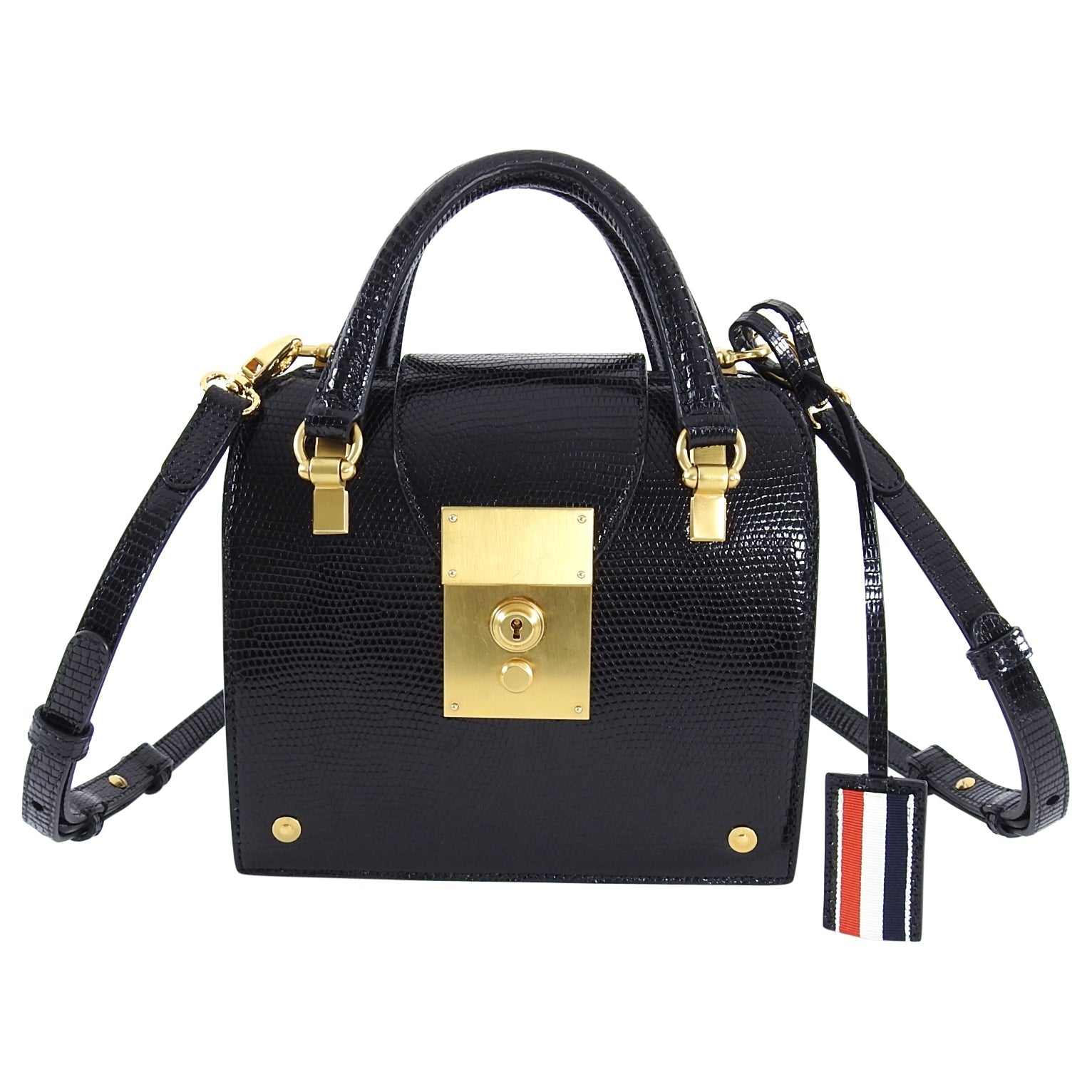 Thom Browne Black Lizard Mini Mrs. Thom Jr. Bag