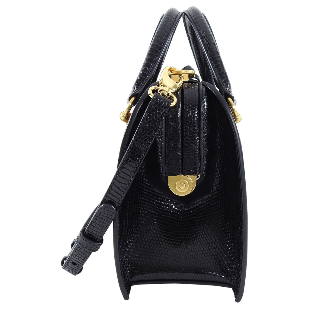 Thom Browne Black Lizard Mini Mrs. Thom Jr. Bag