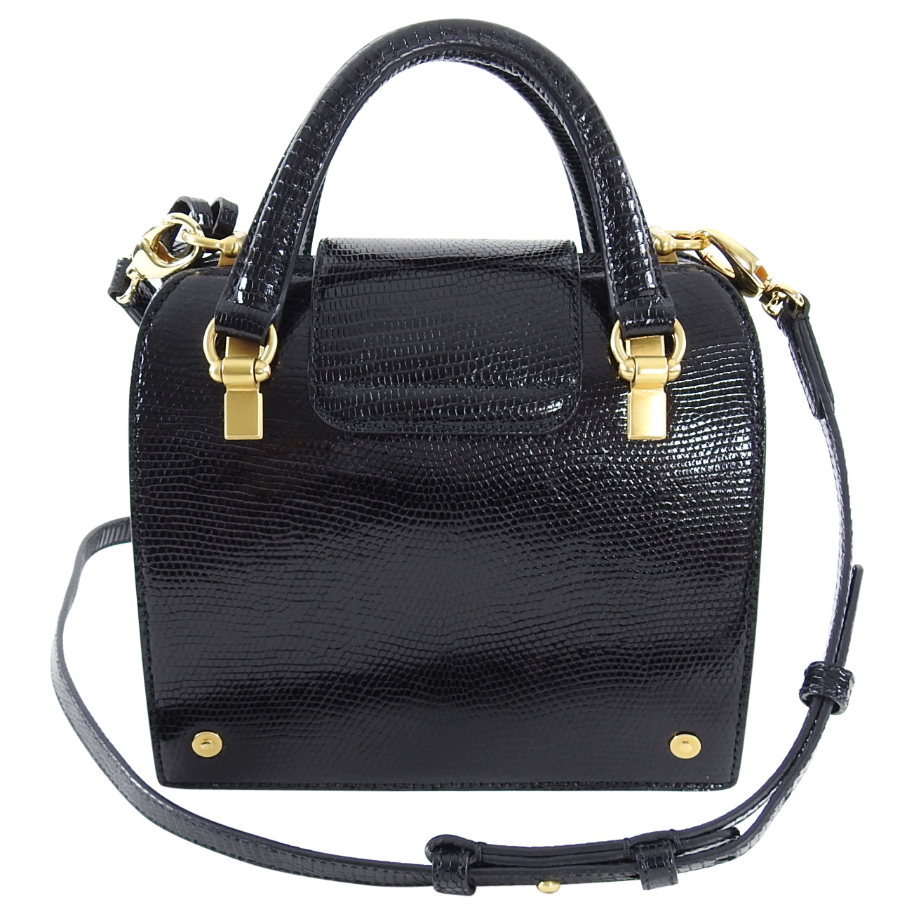 Thom Browne Black Lizard Mini Mrs. Thom Jr. Bag