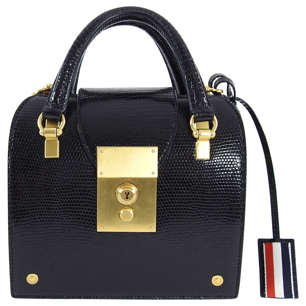 Thom Browne Black Lizard Mini Mrs. Thom Jr. Bag